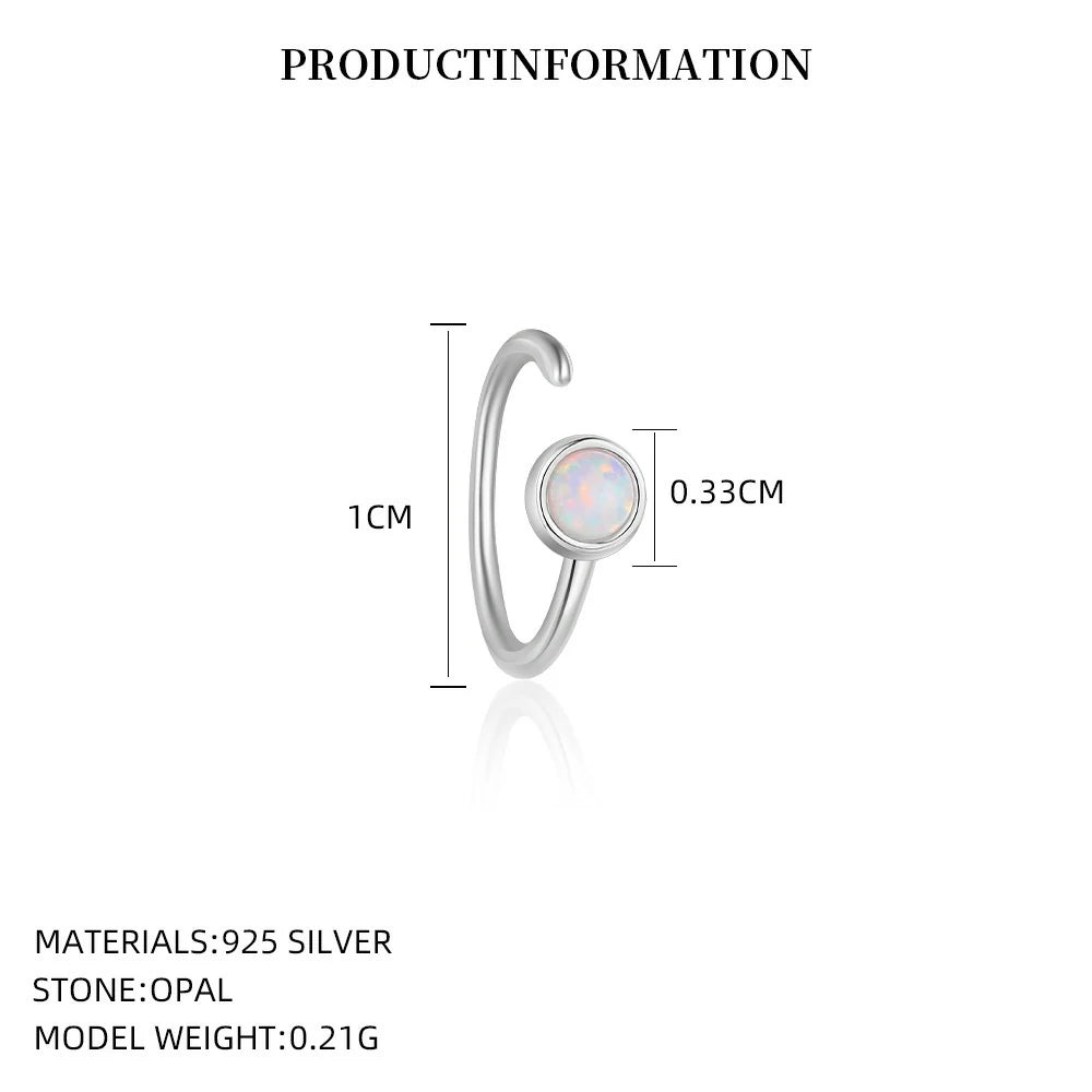 20G Synthetic Opal Set Flat Top PVD Over 316L Surgical Steel L bend Stud Nose Rings
