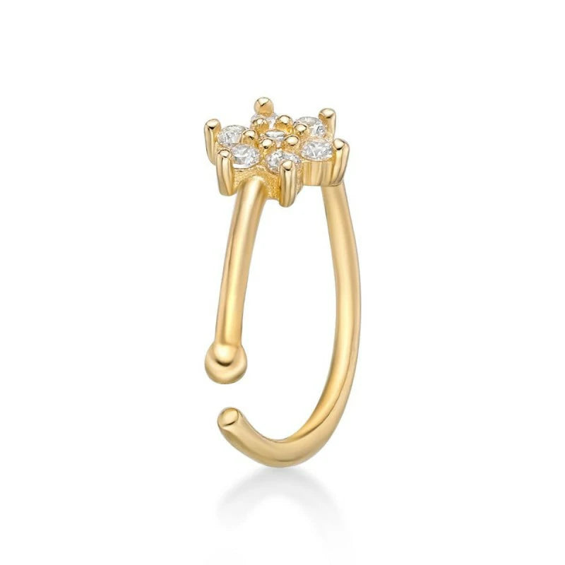 20 Gauge Flower Cluster Nose Ring 14k Gold Lab Grown Diamond Nose Stud