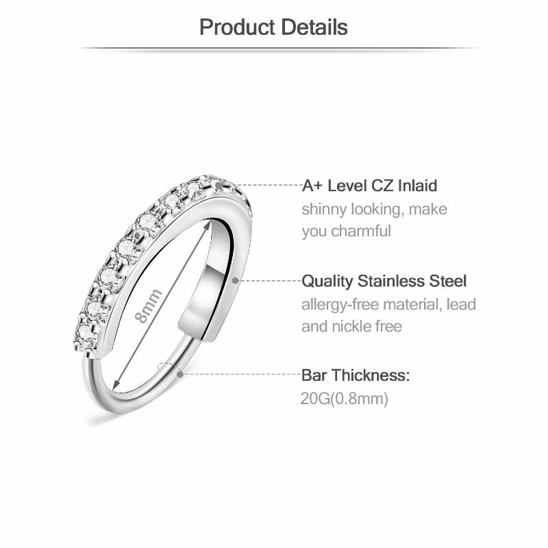 20g Nose Rings Hoops And Studs Hypoallergenic 316L Surgical Stainless Steel L Shape