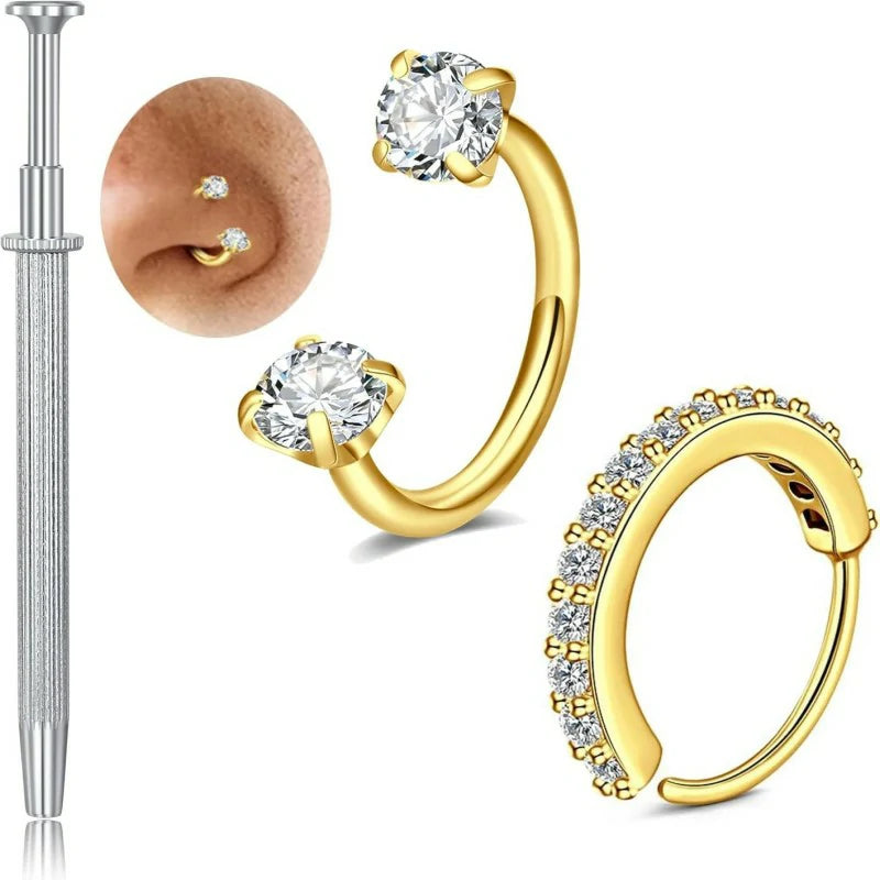 18g 20g 22g Nose Rings Hoops Silver Gold Hoop Nose Ring Surgical Steel Hypoallergenic