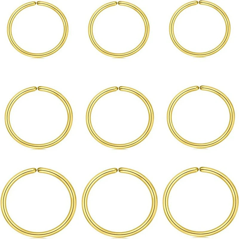 18g 20g 22g Nose Rings Hoops Silver Gold Hoop Nose Ring Surgical Steel Hypoallergenic