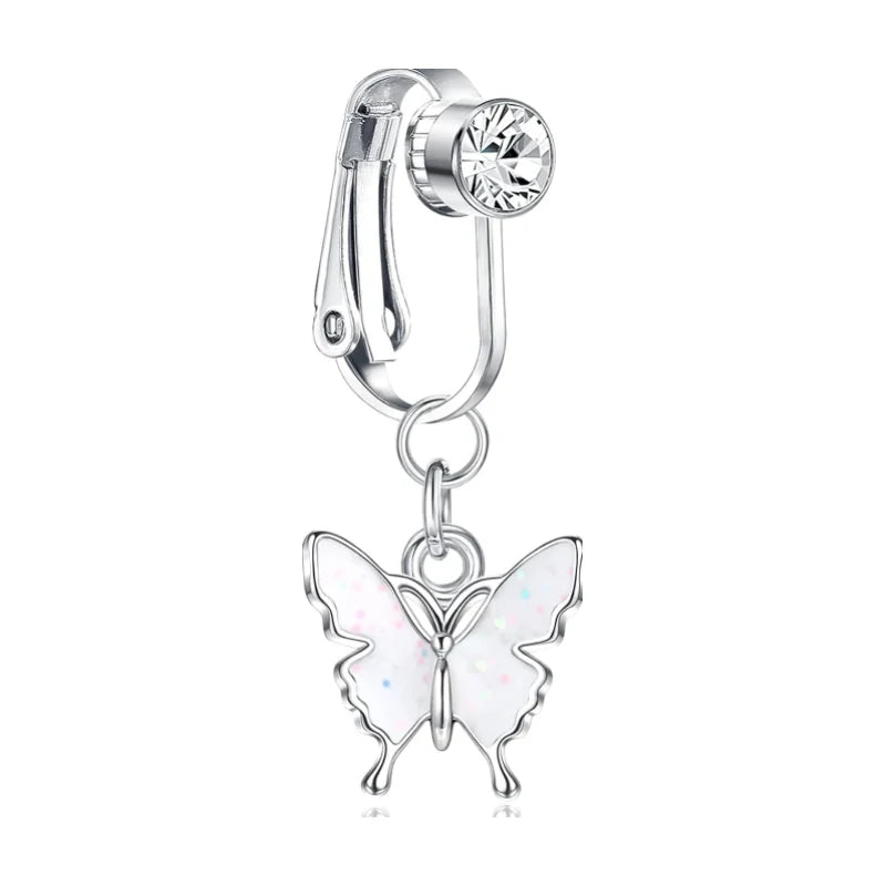 Clip On Fake Navel Non Piercing Piercing Belly Button Clip Easy to Wear Navel Rings