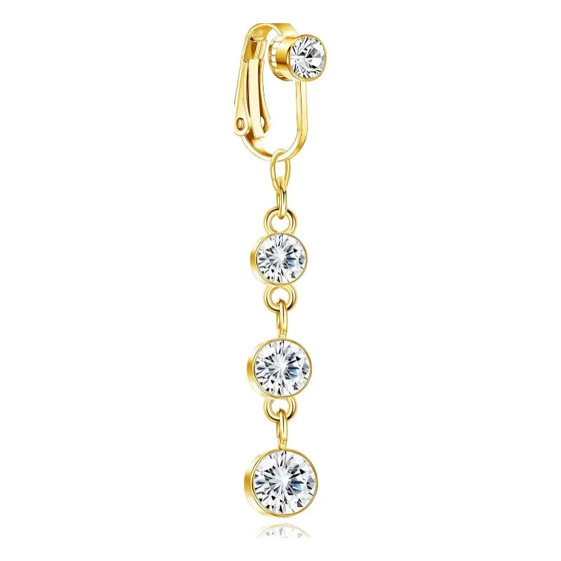 Clip On Fake Navel Non Piercing Piercing Belly Button Clip Easy to Wear Navel Rings