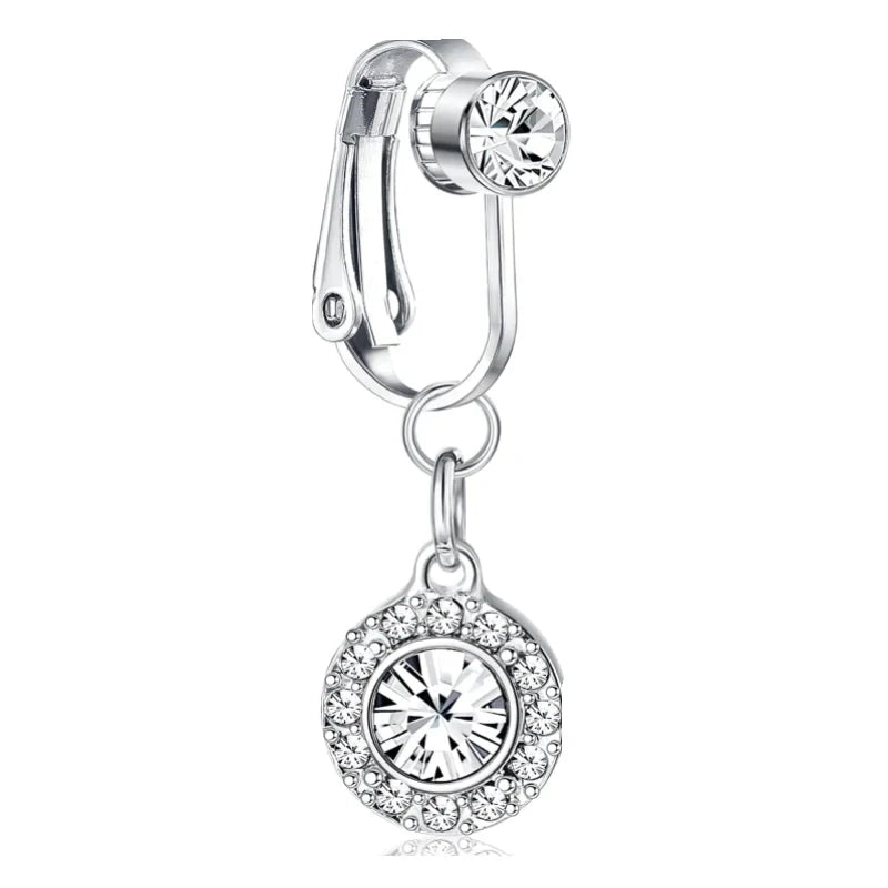 Clip On Fake Navel Non Piercing Piercing Belly Button Clip Easy to Wear Navel Rings