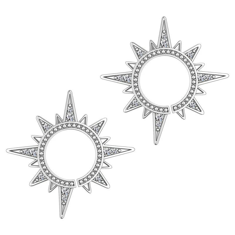 2PCS Sun Fake Nipple Rings Non Piercing Fake Nipple Piercing Ring Clear CZ