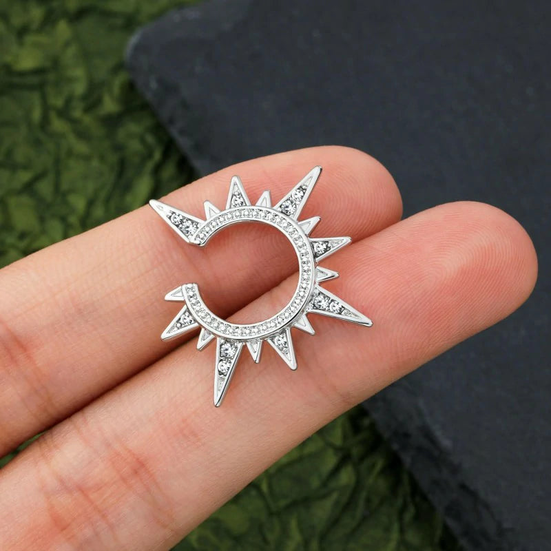 2PCS Sun Fake Nipple Rings Non Piercing Fake Nipple Piercing Ring Clear CZ