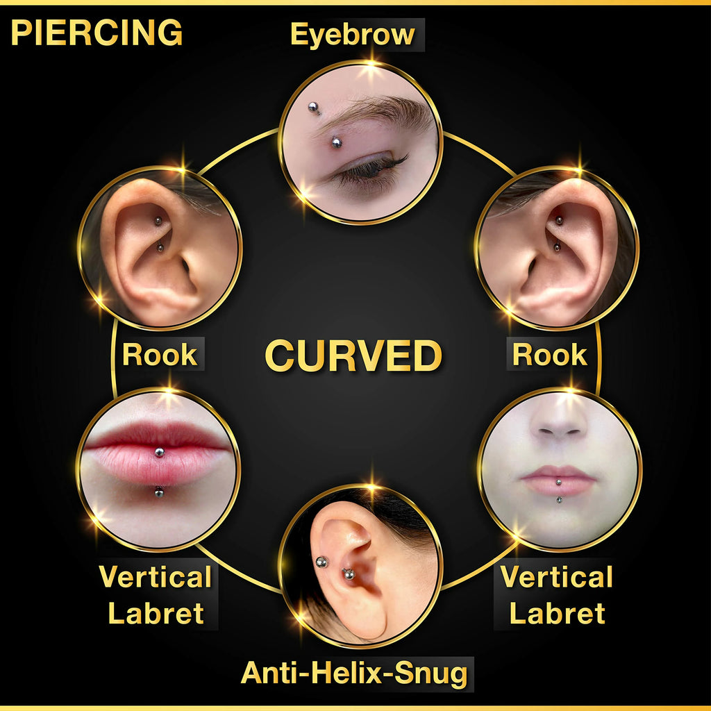 2PCS Surgical Steel Curved Barbell Ring Clear Crystal Ball Tragus Earrings