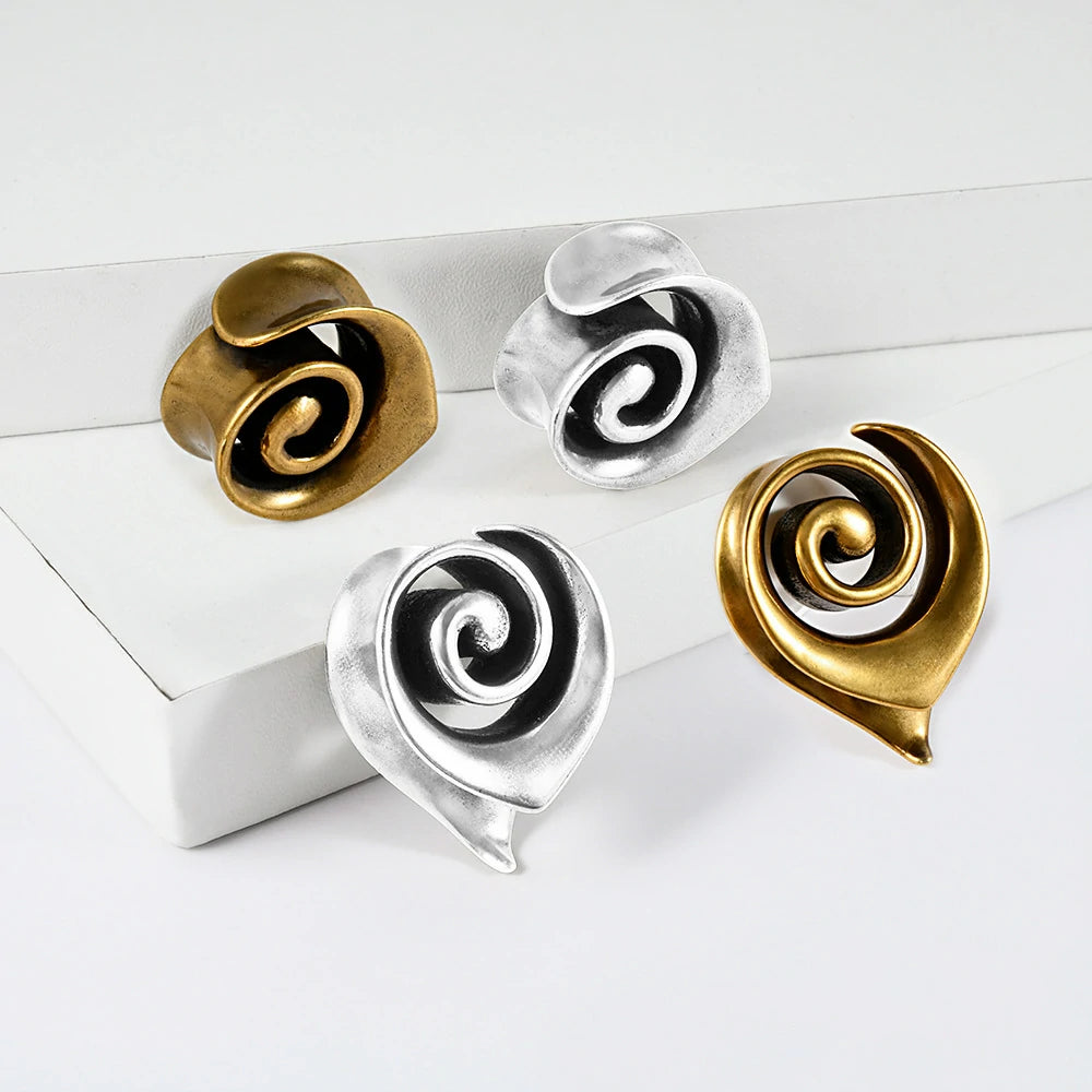2PCS Vortex Gauges Plugs Tunnels Hypoallergenic 316 Stainless Steel Ear Plugs Tunels Gauuges