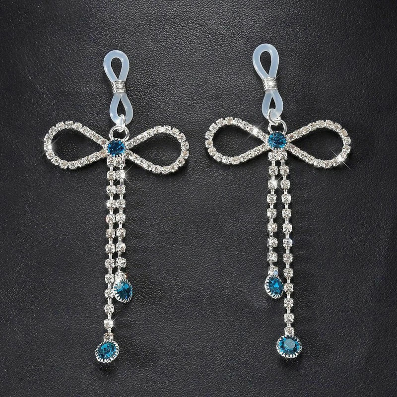 2 Pcs Bow Faux Nipple Rings for Women, Non-Piercing Dangle Nipple Ring