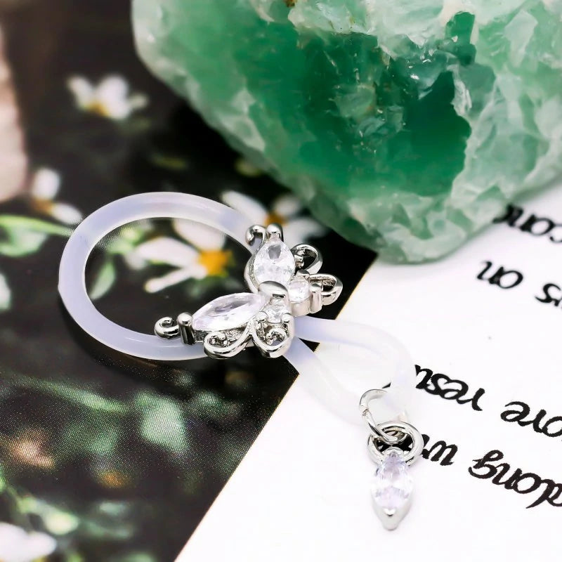 2 Pcs Butterfly Fake Nipple Rings CZ Nipple Noose Nipple Jewelry