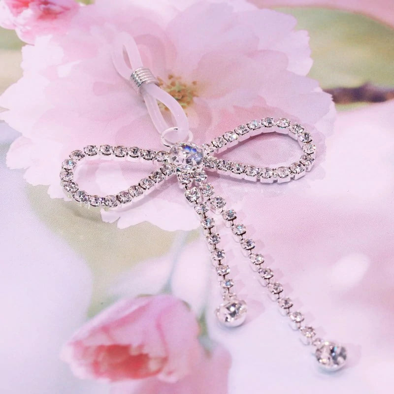 2Pcs Rhinestone Bowknot Fake Nipple Rings