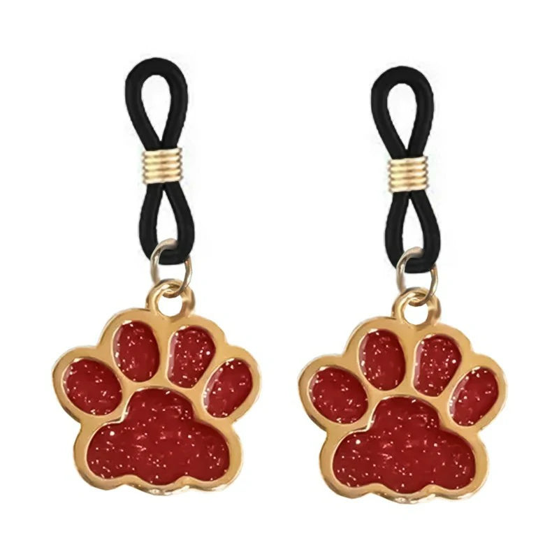 2 Pcs Rhinestone Dog's Paw Fake Nipple Rings