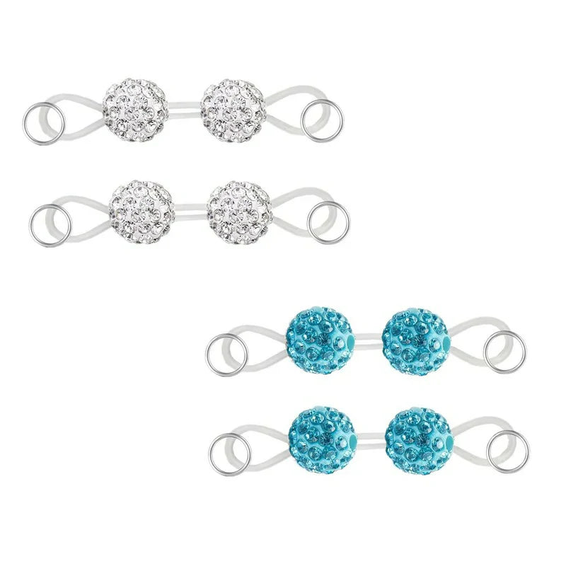 1 Pair Non-Piercing Nipple Rings Rhinestones Faux Nipple Barbells Adjustable Fake Nipple Chain Body Jewelry