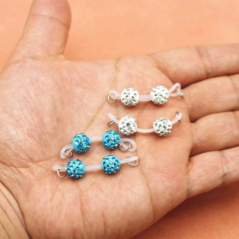 1 Pair Non-Piercing Nipple Rings Rhinestones Faux Nipple Barbells Adjustable Fake Nipple Chain Body Jewelry