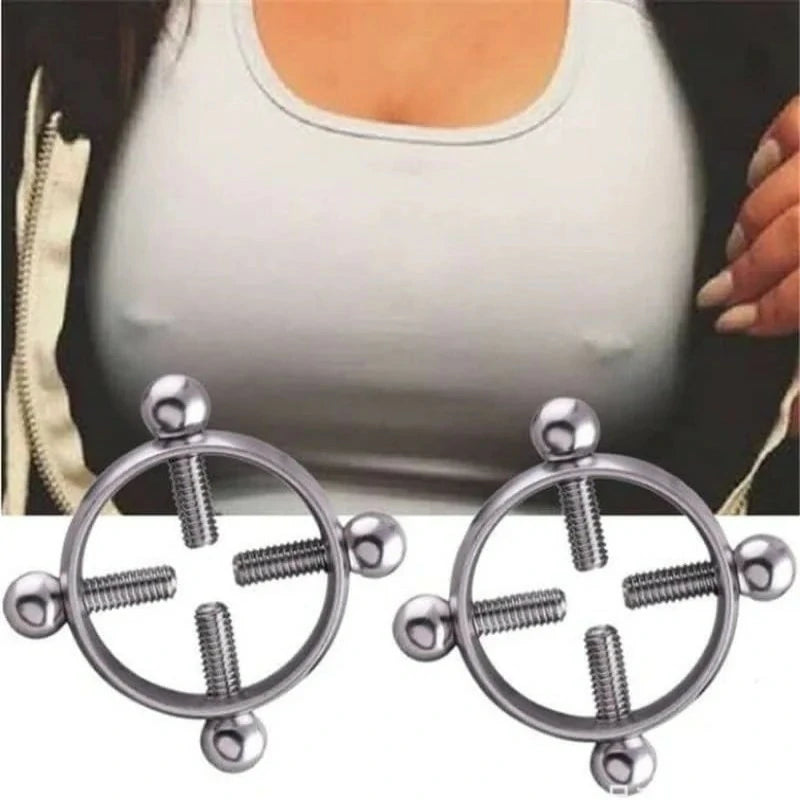 2Pcs Piercing Nipple Jewelry Stainless Steel Bells Dangle Fake Nipple Rings