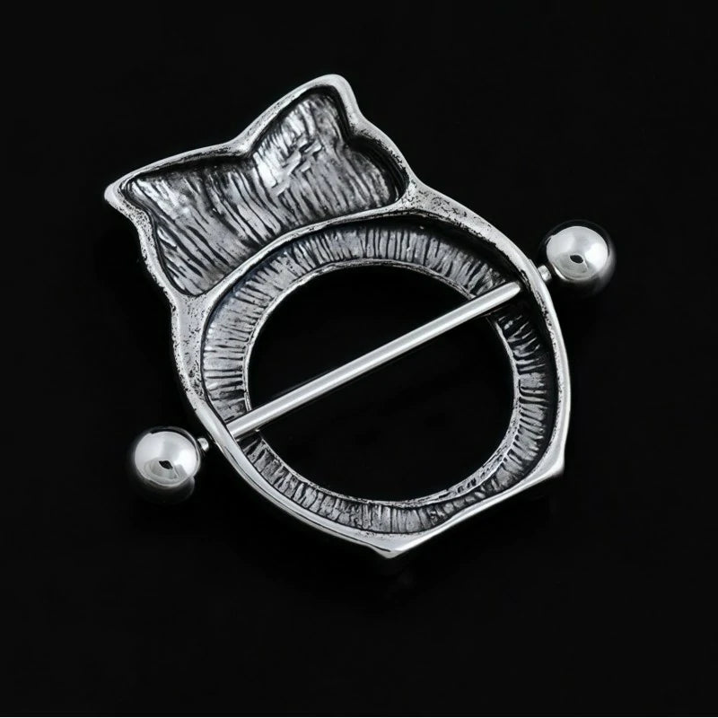 316L Stainless Steel Red and Blue Ombre Crystal Owl Nipple Barbells