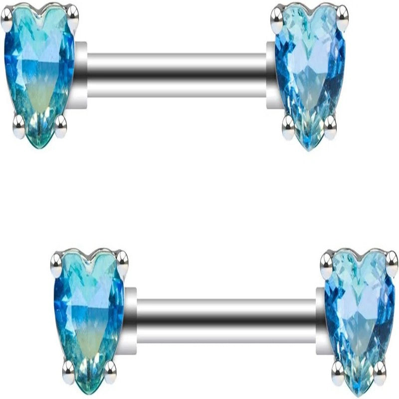 316L Surgical SS PVD Plated Multi-color Red Blue Rainbow Pink Purple CZ Heart shaped