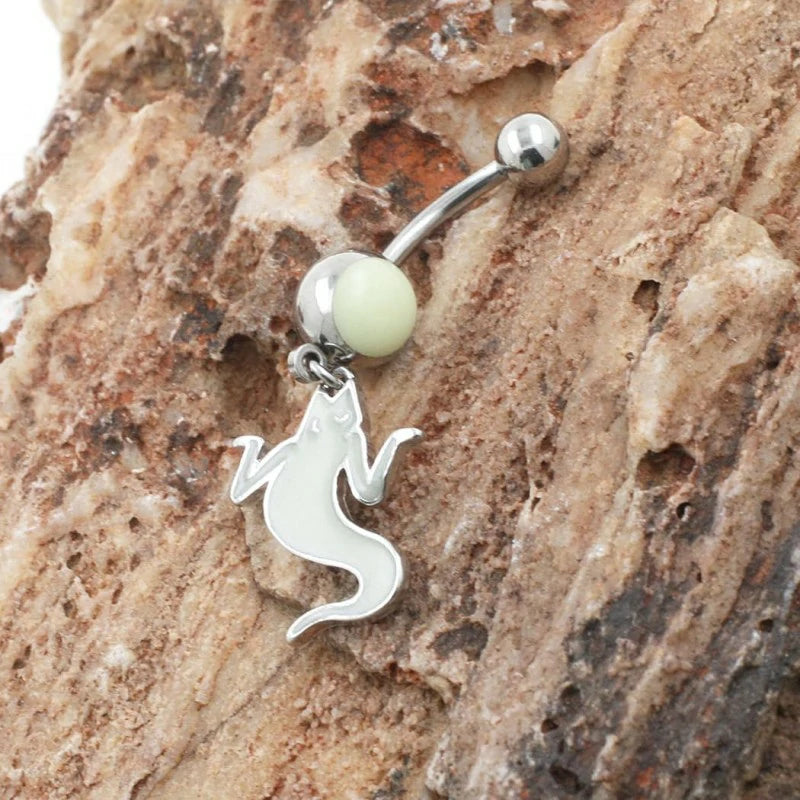 316L Surgical Stainless Steel Ghost Navel Piercing Shiny Belly Button Rings