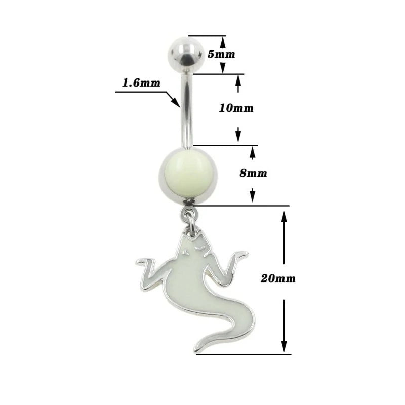316L Surgical Stainless Steel Ghost Navel Piercing Shiny Belly Button Rings
