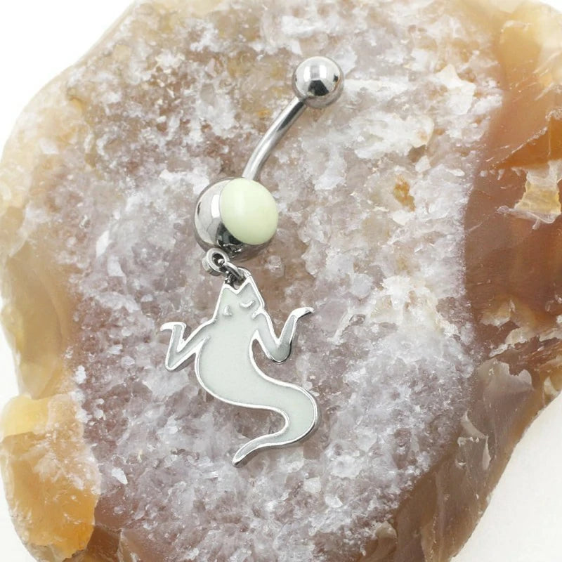 316L Surgical Stainless Steel Ghost Navel Piercing Shiny Belly Button Rings