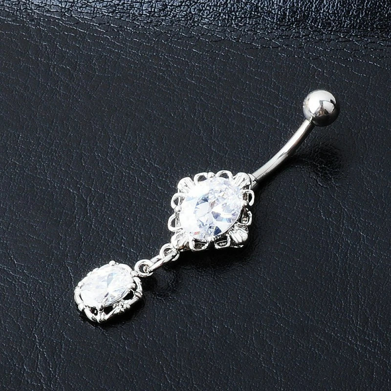 Gold Belly Button Ring Dangle Hypoallergenic Surgical Stainless Steel Belly Rings