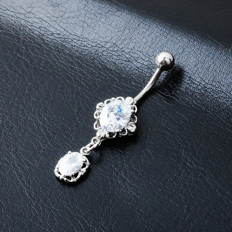 Gold Belly Button Ring Dangle Hypoallergenic Surgical Stainless Steel Belly Rings