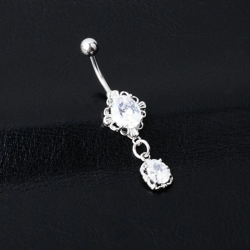 Gold Belly Button Ring Dangle Hypoallergenic Surgical Stainless Steel Belly Rings