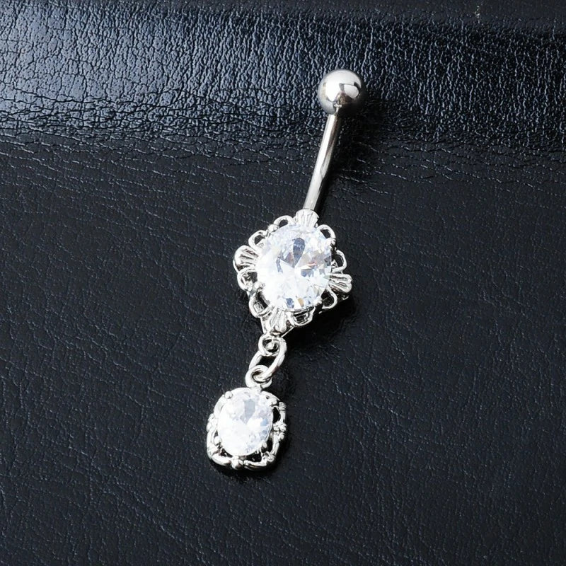 Gold Belly Button Ring Dangle Hypoallergenic Surgical Stainless Steel Belly Rings