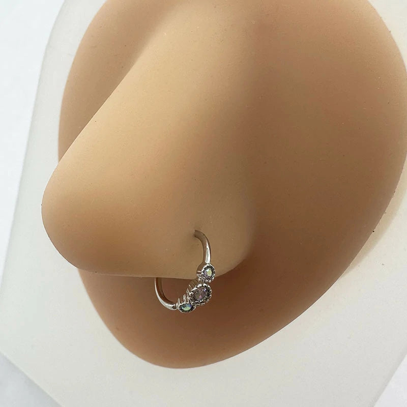 316L Surgical Steel Cubic Zirconia Conch Daith Helix Tragus Lip Rings Cartilage Earrings