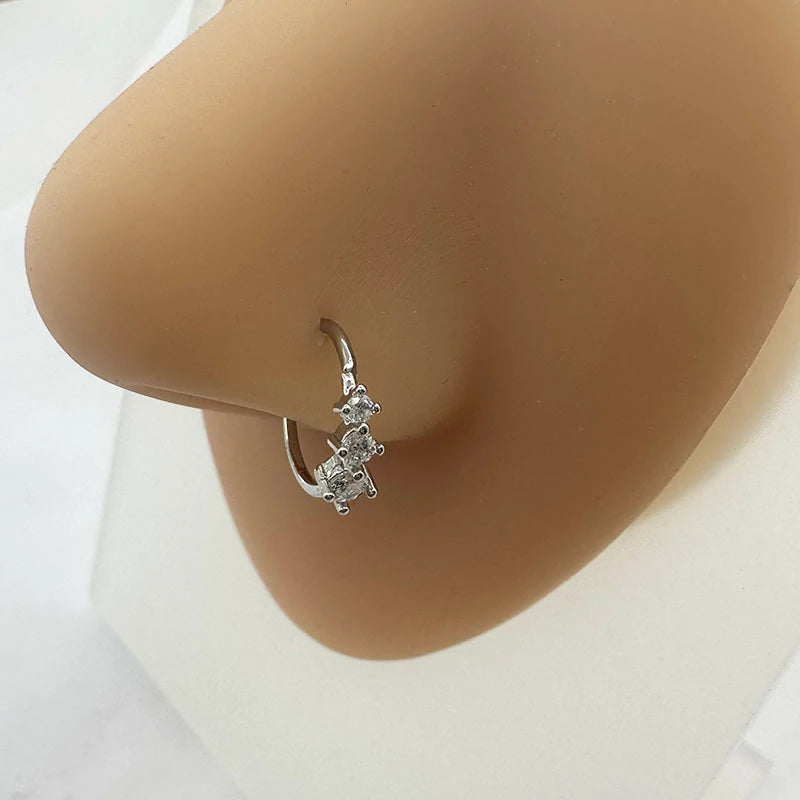 316L Surgical Steel Cubic Zirconia Conch Daith Helix Tragus Lip Rings Cartilage Earrings