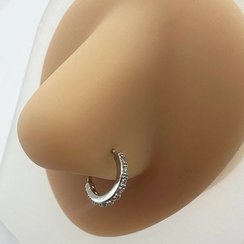 316L Surgical Steel Cubic Zirconia Conch Daith Helix Tragus Lip Rings Cartilage Earrings