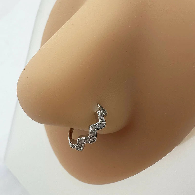316L Surgical Steel Cubic Zirconia Conch Daith Helix Tragus Lip Rings Cartilage Earrings