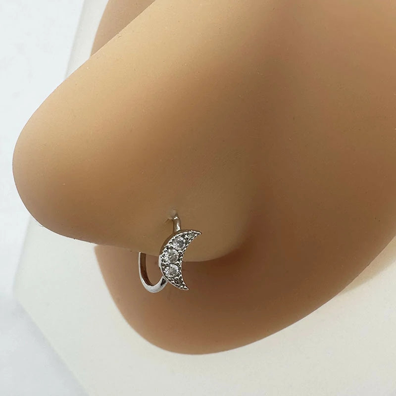 316L Surgical Steel Cubic Zirconia Conch Daith Helix Tragus Lip Rings Cartilage Earrings