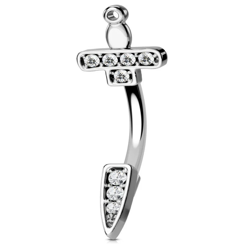 316L Surgical Steel Daith Earrings Dagger Rook Earrings Clear CZ Eyebrow Rings