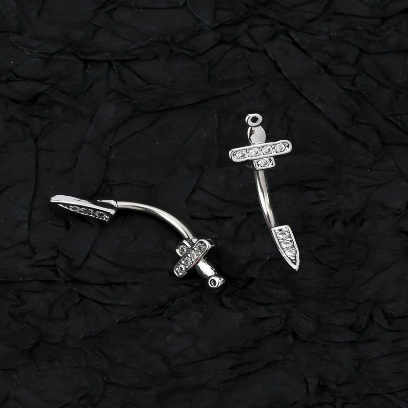 316L Surgical Steel Daith Earrings Dagger Rook Earrings Clear CZ Eyebrow Rings