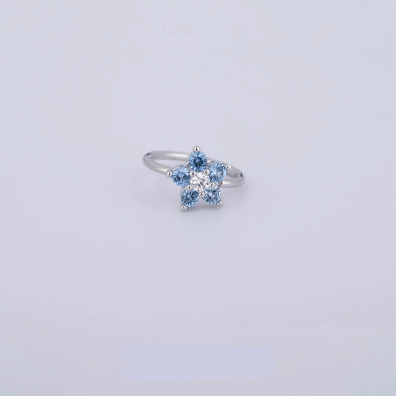 316L Surgical Steel Dangle Seamless Open Nose Piercing with Lotus or Leaf CZ Clear Silver Helix Cartilage Labret Septum Daith Piercing Jewelry