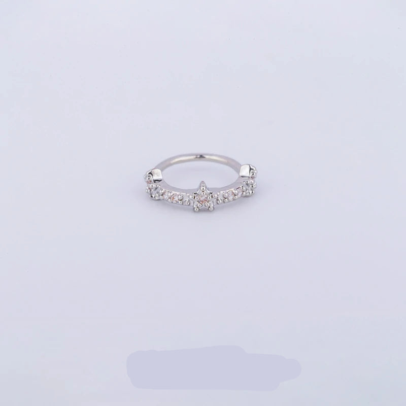 316L Surgical Steel Dangle Seamless Open Nose Piercing with Lotus or Leaf CZ Clear Silver Helix Cartilage Labret Septum Daith Piercing Jewelry
