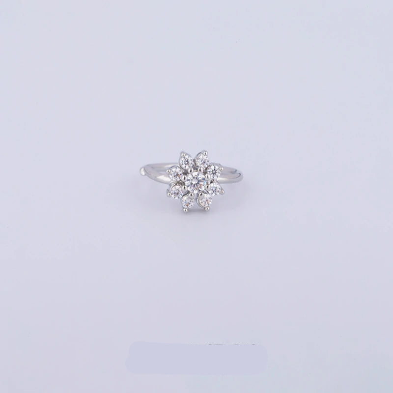 316L Surgical Steel Dangle Seamless Open Nose Piercing with Lotus or Leaf CZ Clear Silver Helix Cartilage Labret Septum Daith Piercing Jewelry