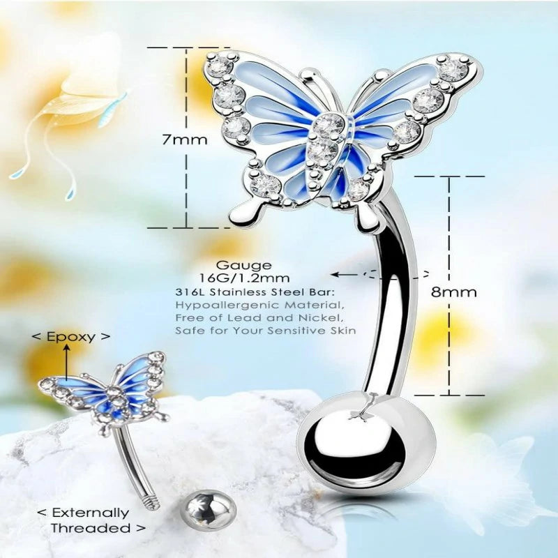 316L Surgical Steel Rook Earrings Butterfly Eyebrow Rings