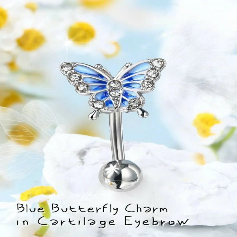 316L Surgical Steel Rook Earrings Butterfly Eyebrow Rings