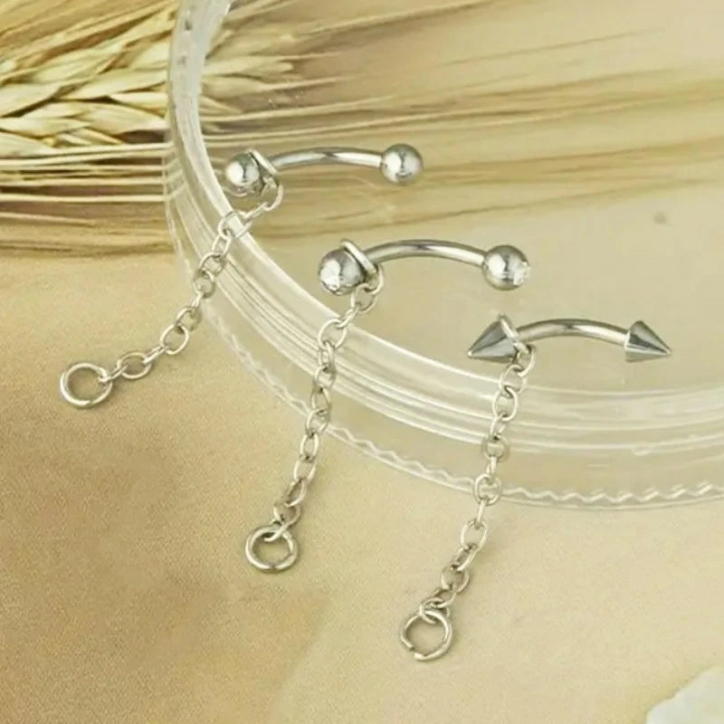 316L 16G Lip Rings Snake Bite Jewelry Eyebrow Rings Tragus Helix Rook Piercing Jewelry with Chain