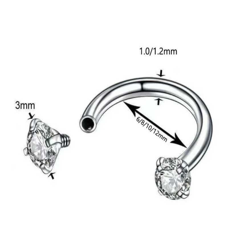 316L Surgical Steel Double Cubic Zirconia Nose Studs