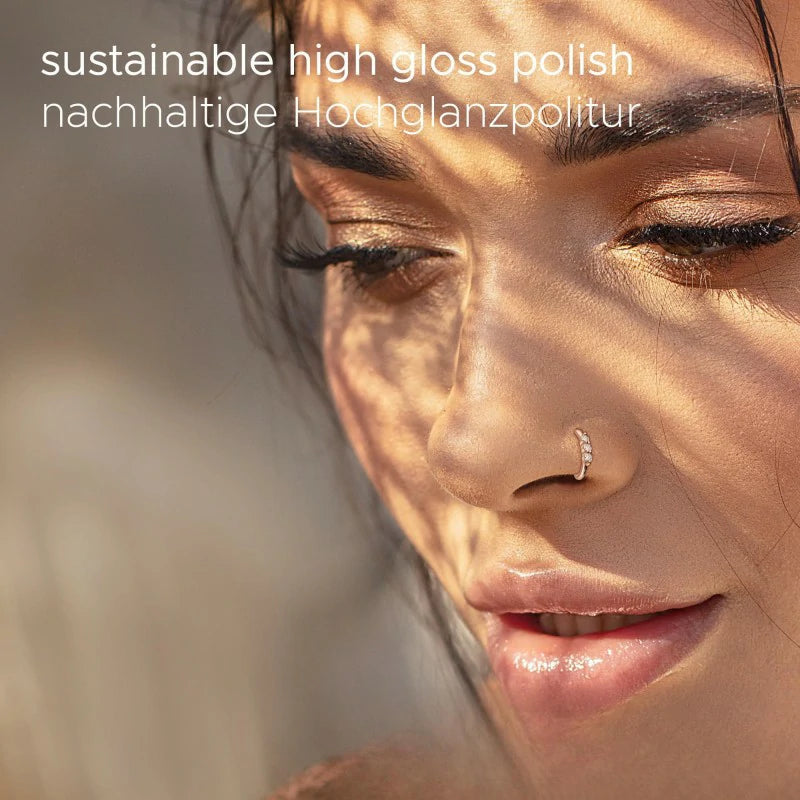 316L nostril piercing jewelry L shape nose ring in hoop optics
