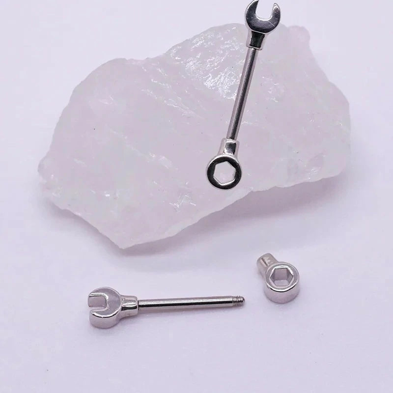 14G Wrench Barbell Nipple Ring 316L Anchor and Rudder Nipple Barbell Screw Nipple Rings