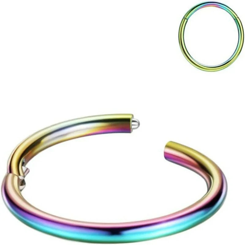 316L Surgical Steel Hinged Nose Rings Hoop for Nostril Septum Cartilage Ear Lobe Piercings