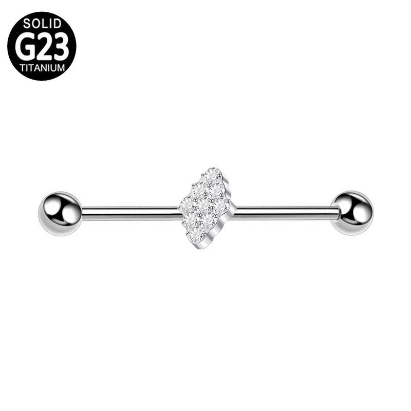38mm 1&1/2 Inch Industrial Piercing Bar for Women Men Snake Chain Dangle