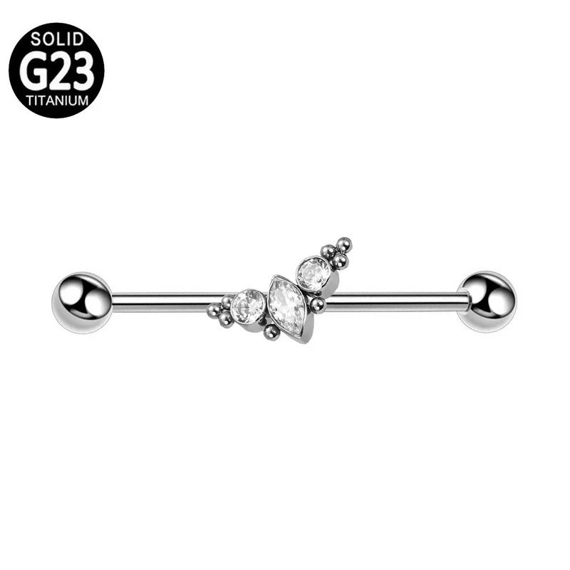 38mm 1&1/2 Inch Industrial Piercing Bar for Women Men Snake Chain Dangle
