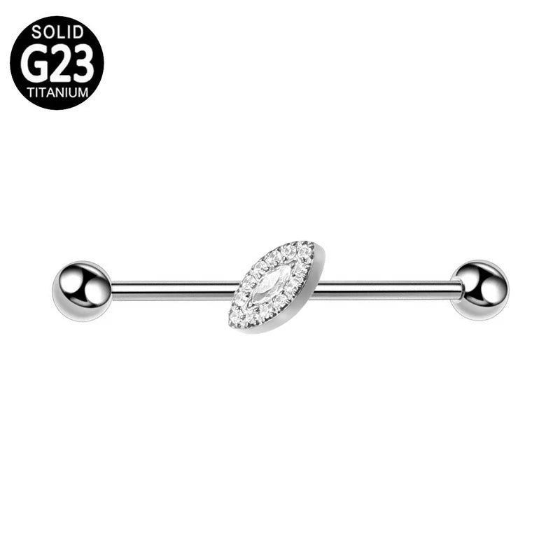 38mm 1&1/2 Inch Industrial Piercing Bar for Women Men Snake Chain Dangle