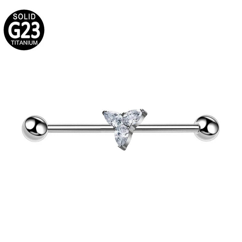 38mm 1&1/2 Inch Industrial Piercing Bar for Women Men Snake Chain Dangle