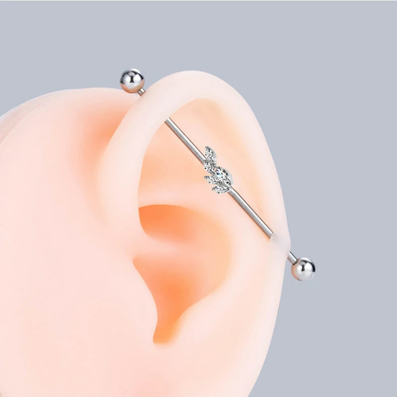 38mm 1&1/2 Inch Industrial Piercing Bar for Women Men Snake Chain Dangle